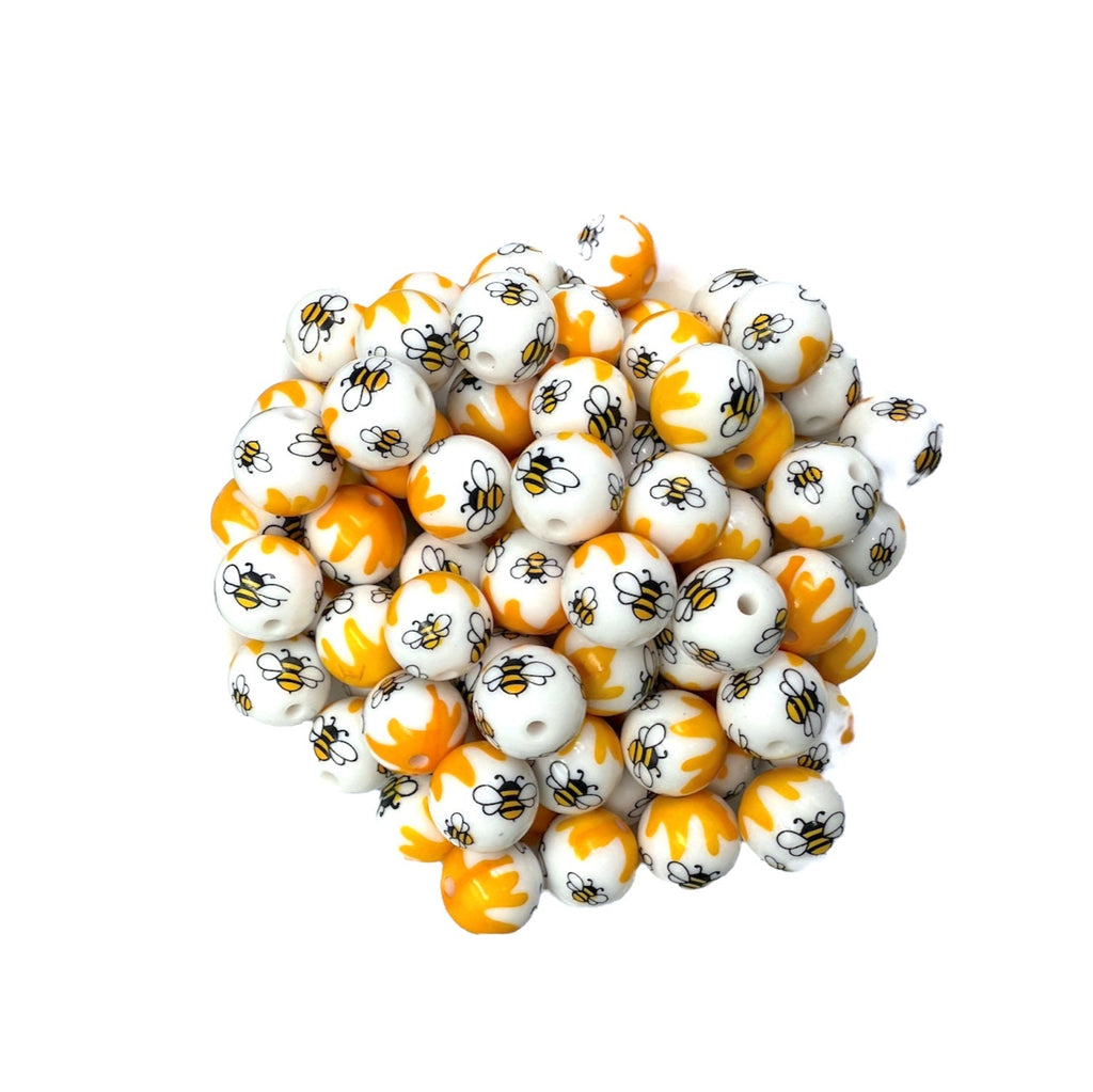 16mm Honeybee Print Acrylic Beads