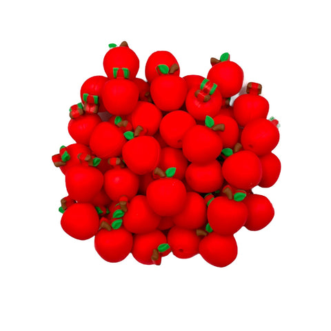 3D Red Apple Silicone Focal Beads