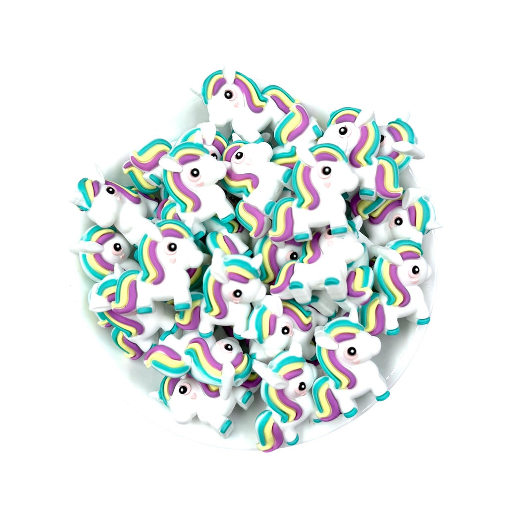 3D Unicorn Silicone Focal Beads--Purple