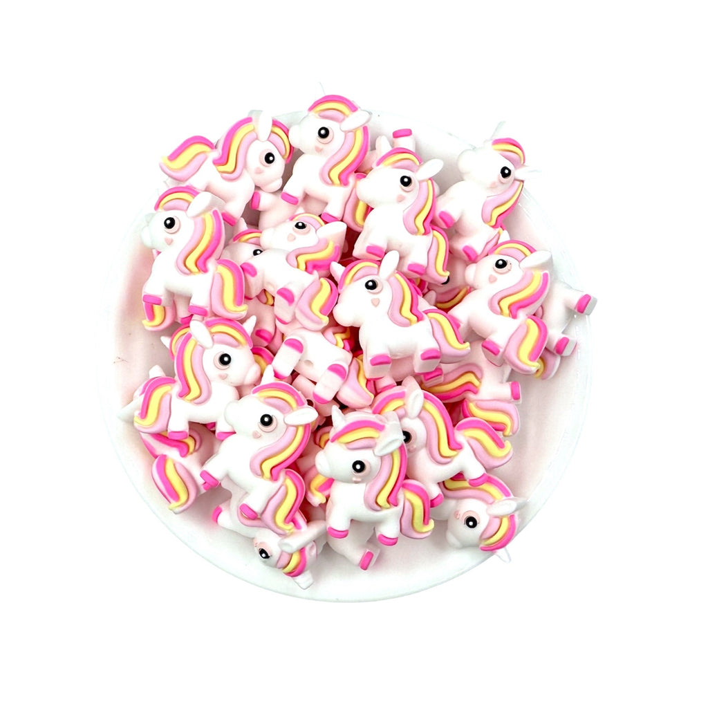 3D Unicorn Silicone Focal Beads--Pink