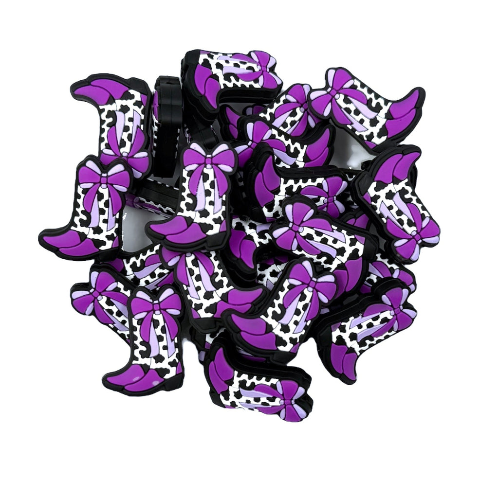 Cowgirl Boots Silicone Focal Beads--Purple