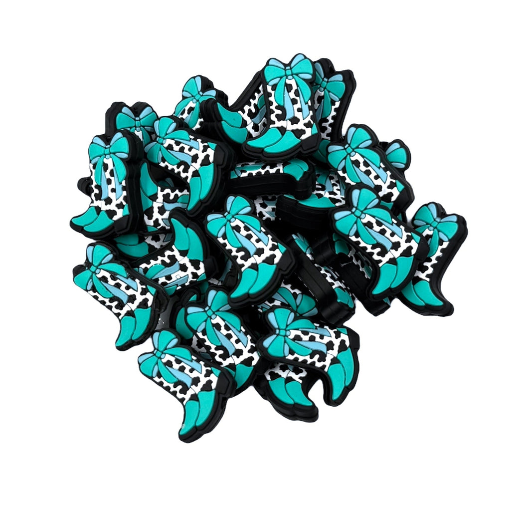 Cowgirl Boots Silicone Focal Beads--Turquoise