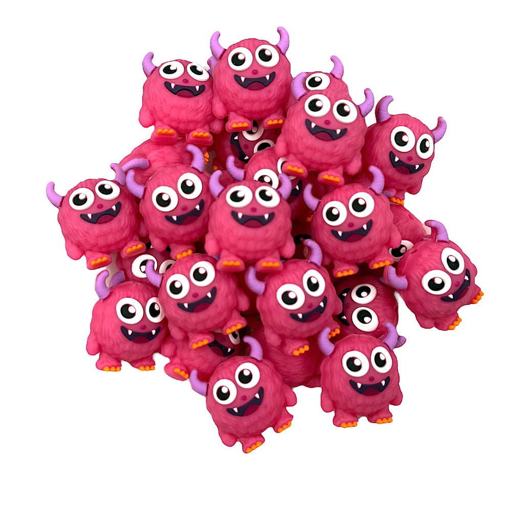 3D Monster Silicone Focal Beads--Hot Pink
