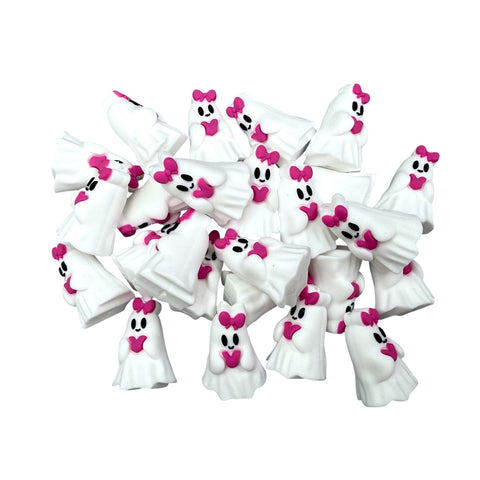3D White Ghost with Heart Silicone Focal Beads