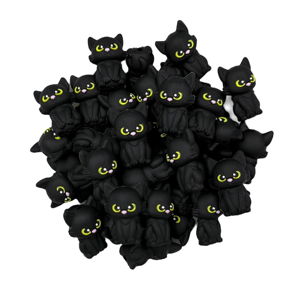 3D Black Cat Silicone Focal Beads