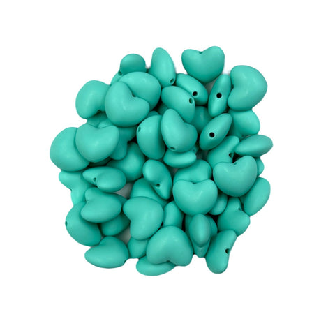 Light Turquoise Heart Silicone Beads