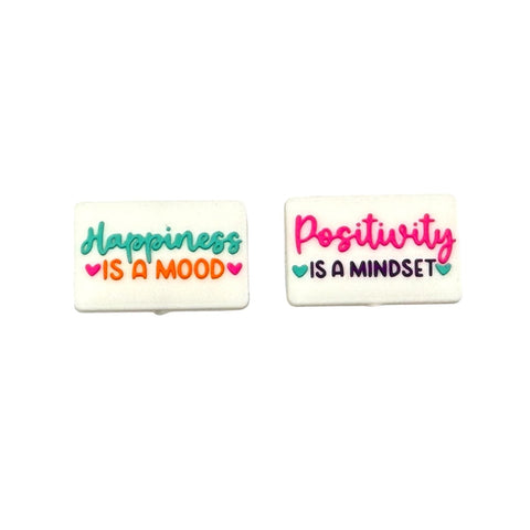 Happiness Is A Mood Positivity Is A Mindset Silicone Focal Beads