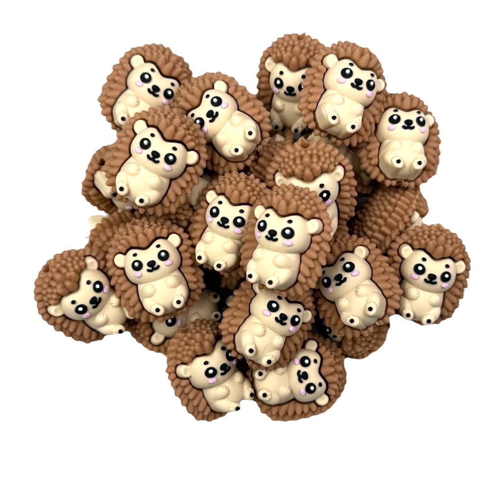 Hedgehog 3D Silicone Focal Beads--Light Brown