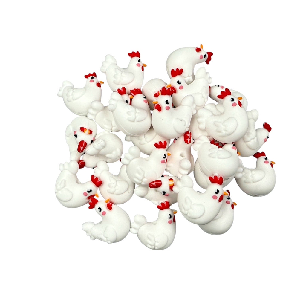Chicken 3D Silicone Focal Beads