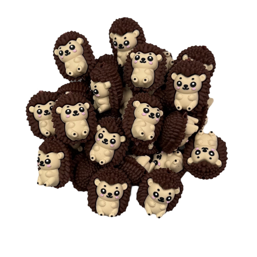 Hedgehog 3D Silicone Focal Beads--Dark Brown