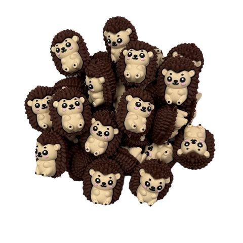 Hedgehog 3D Silicone Focal Beads--Dark Brown