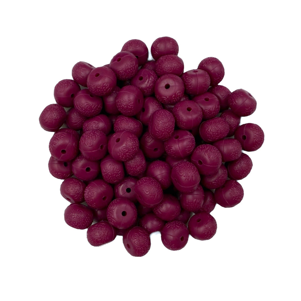Wine Embossed 14mm Mini Abacus Silicone Beads