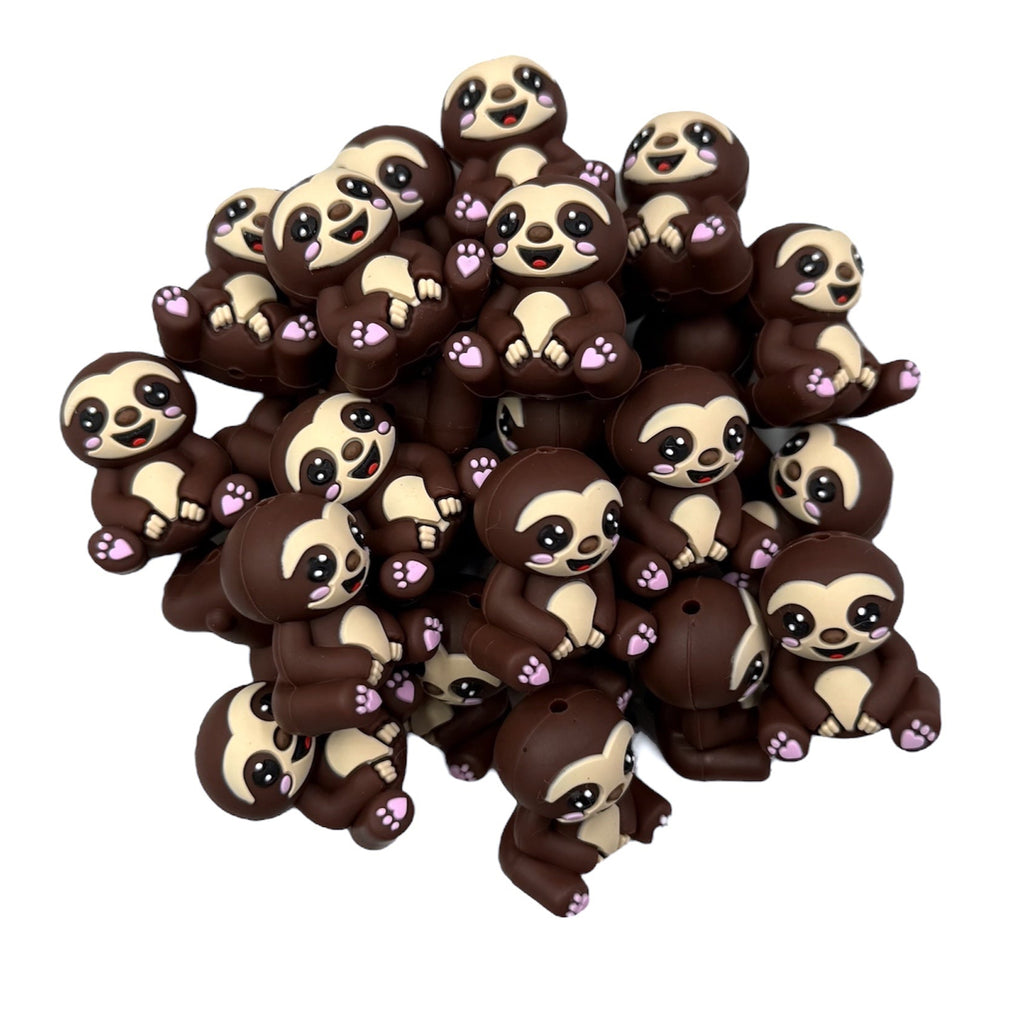 Sloth 3D Silicone Focal Beads--Dark Brown