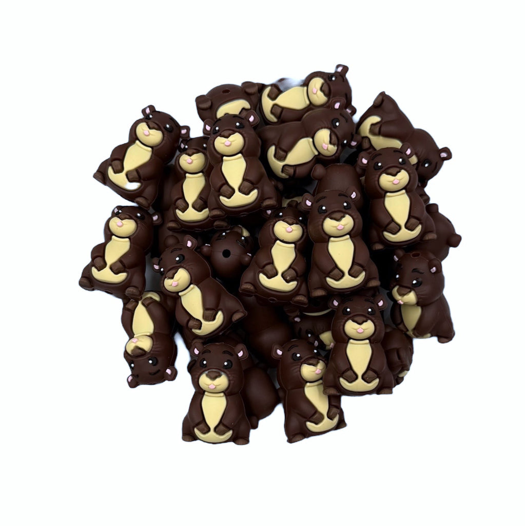 Capybara 3D Silicone Focal Beads--Dark Brown