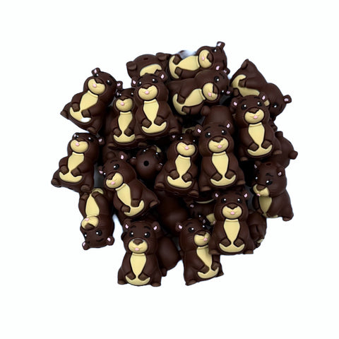 Capybara 3D Silicone Focal Beads--Dark Brown