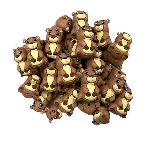 Capybara 3D Silicone Focal Beads--Light Brown