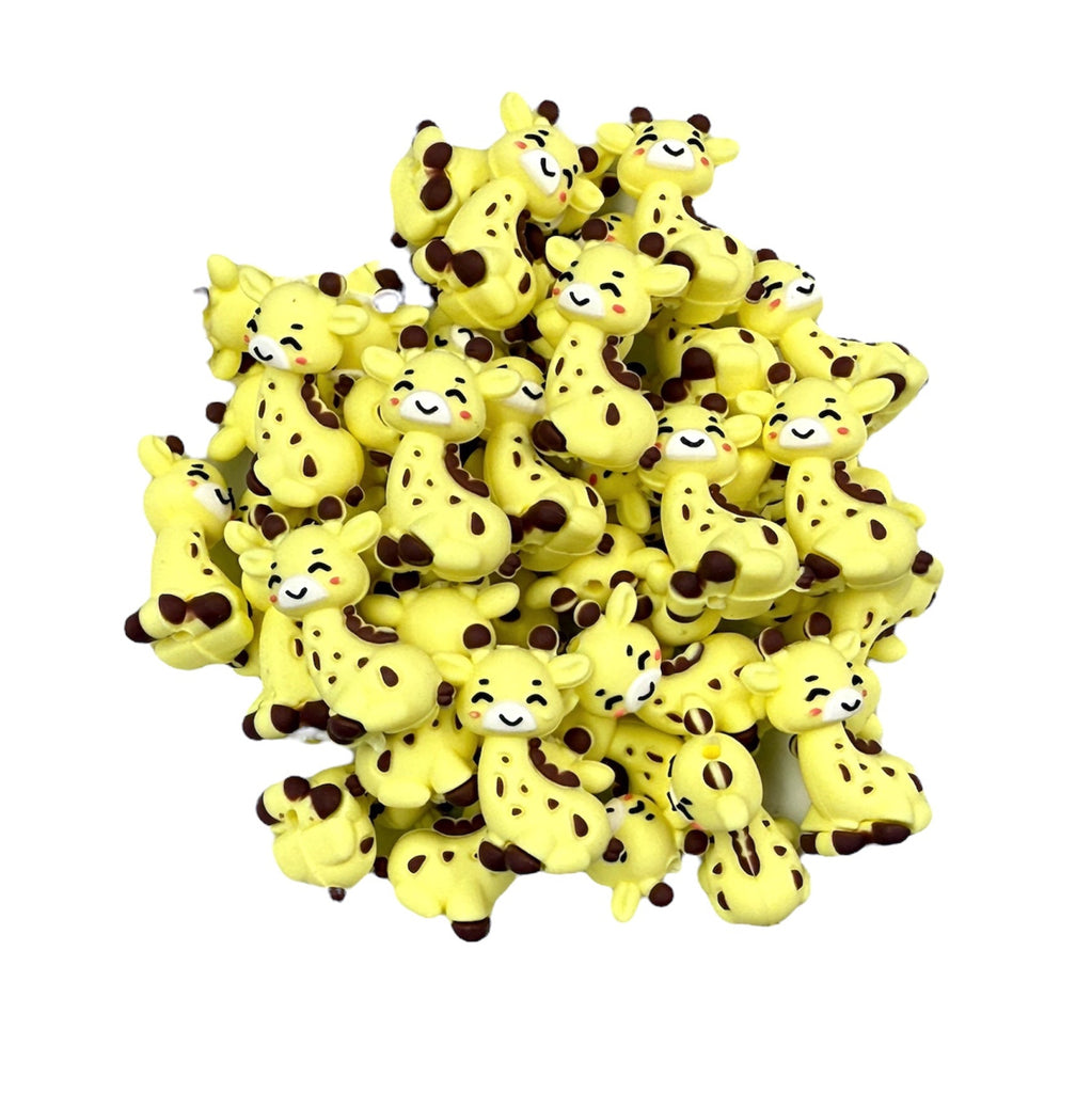 3D Yellow Giraffe Silicone Focal Beads