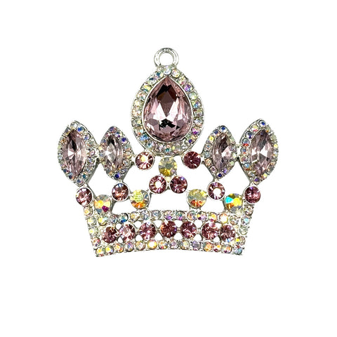 Pink Crown Rhinestone Pendant--Style 2