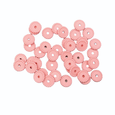 Pink Quartz Disc Silicone Spacer Beads