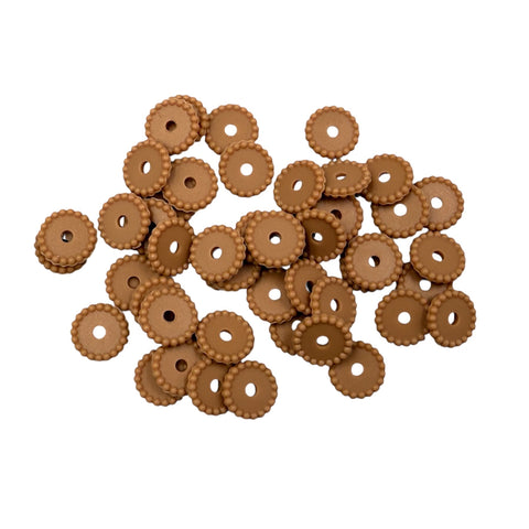 Caramel Brown Disc Silicone Spacer Beads