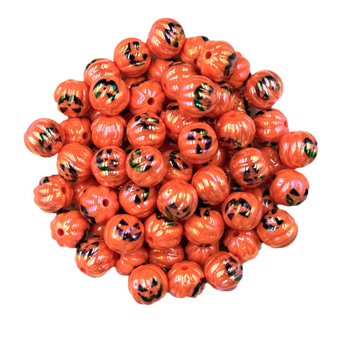 16mm Pumpkin Halloween AB Iridescent Chunky Beads