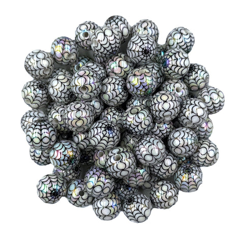 16mm Spider Web Halloween AB Iridescent Chunky Beads