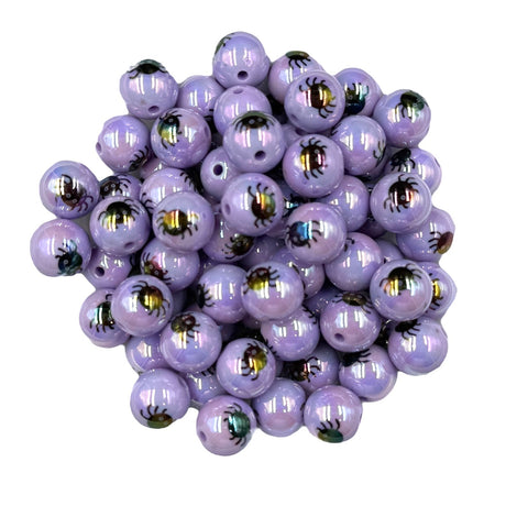 16mm Purple Spider Halloween AB Iridescent Chunky Beads
