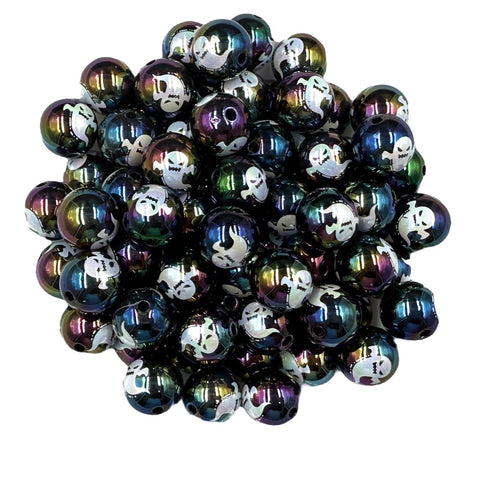 16mm Ghost Halloween AB Iridescent Chunky Beads