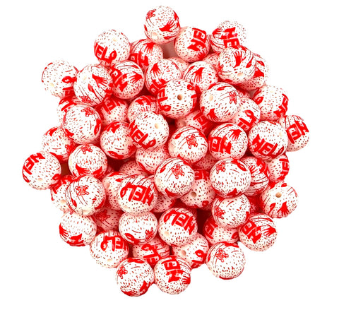 15mm HELP Bloody Splatter Silicone Beads
