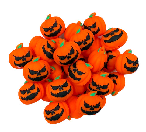 3D Jack-O-Lantern Pumpkin Silicone Focal Beads