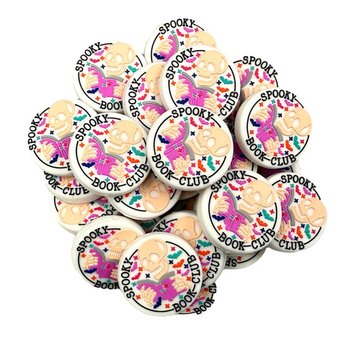 Spooky Book Club Silicone Focal Beads--White
