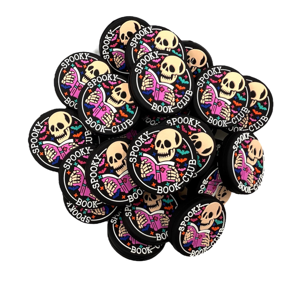 Spooky Book Club Silicone Focal Beads--Black