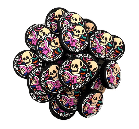 Spooky Book Club Silicone Focal Beads--Black