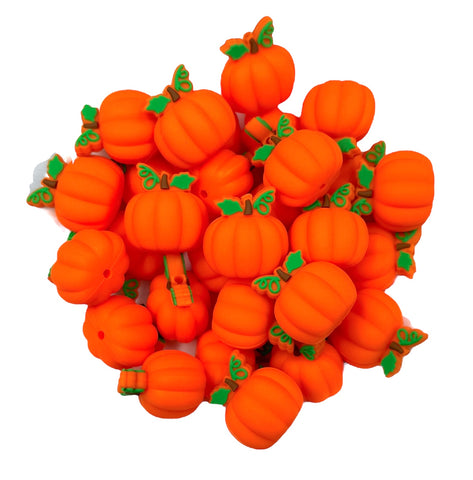 3D Orange Pumpkin Silicone Focal Beads