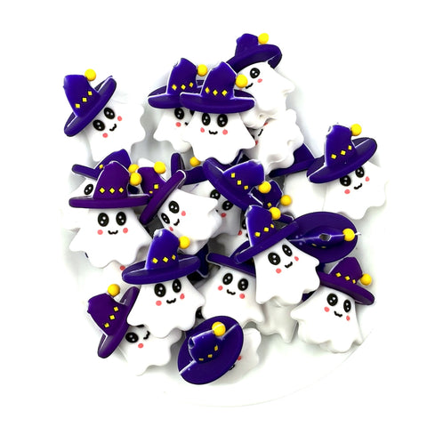 3D Ghost with Witch Hat Silicone Focal Beads