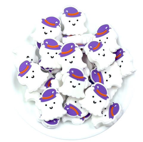 Ghost with Purple Hat Silicone Focal Beads