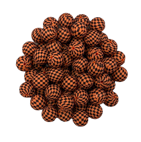 Orange Checkered Print Silicone Beads – USA Silicone Bead Supply ...