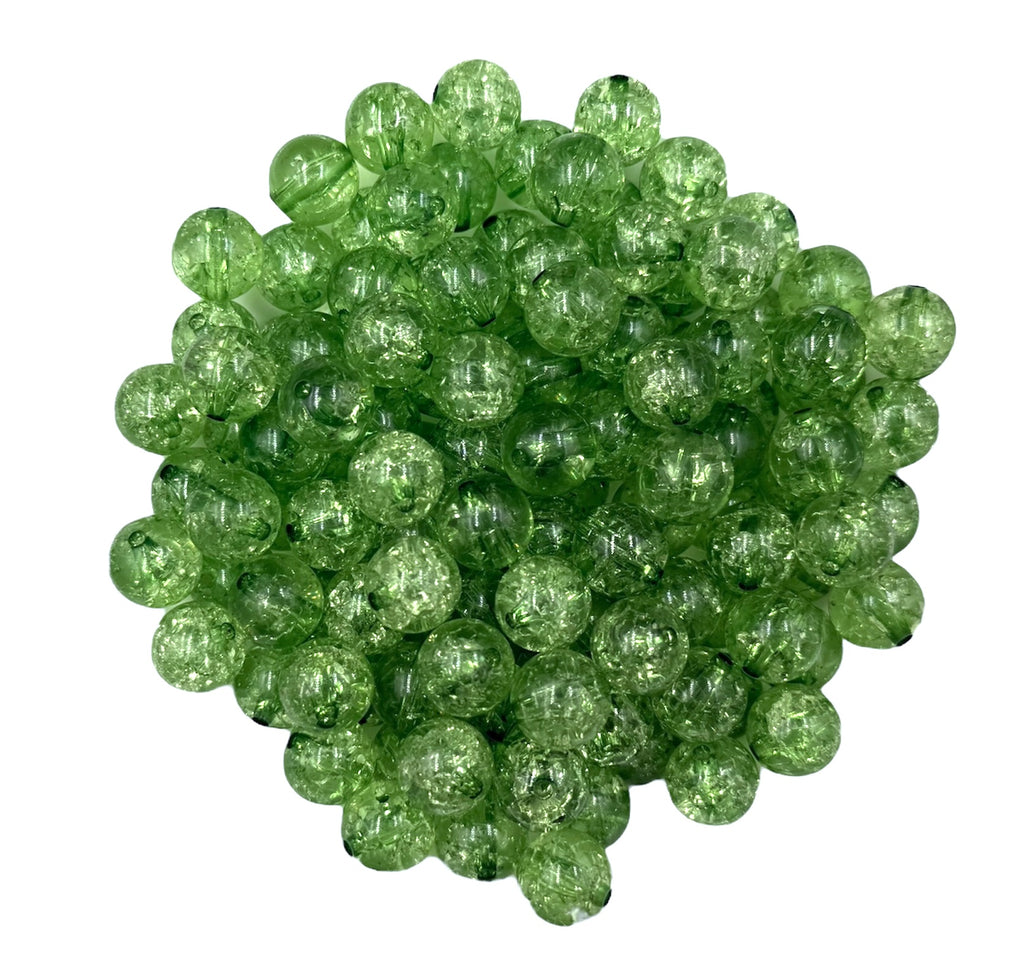 12mm Dark Green Crackle Acrylic Beads