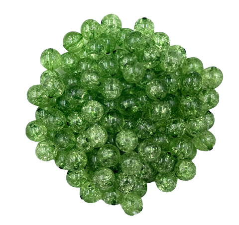 12mm Dark Green Crackle Acrylic Beads