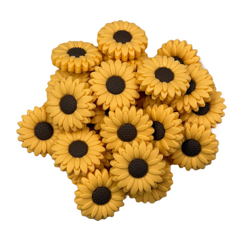 30mm Golden Yellow Daisy Silicone Focal Beads