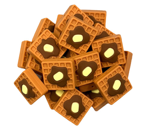 Waffle Silicone Focal Beads --Square