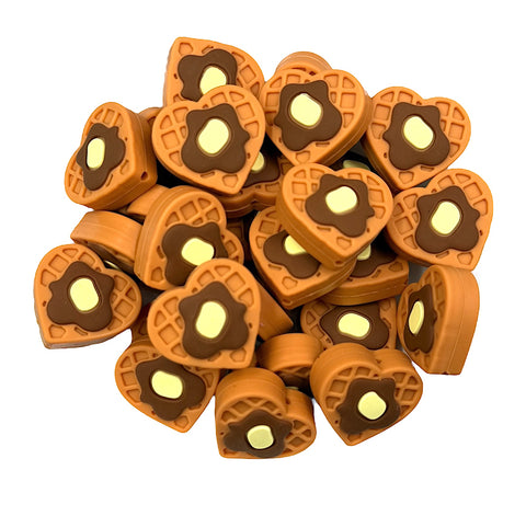Waffle Silicone Focal Beads --Heart