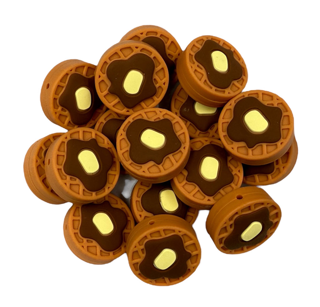 Waffle Silicone Focal Beads --Circle