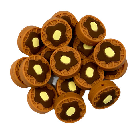 Waffle Silicone Focal Beads --Circle