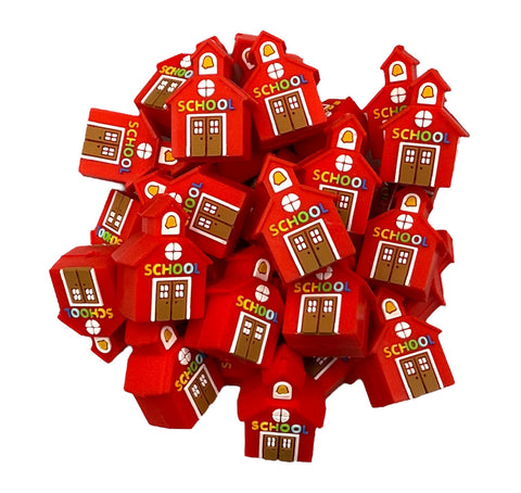 3D Red School House Silicone Focal Beads