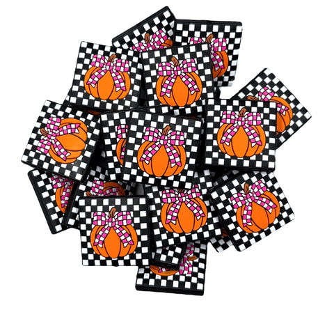 Checkered Pumpkin Silicone Focal Beads --Hot Pink