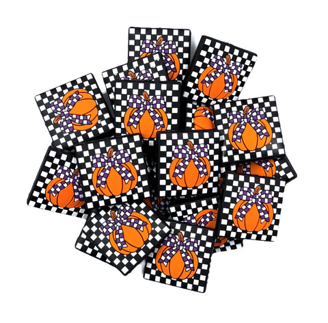 Checkered Pumpkin Silicone Focal Beads --Purple