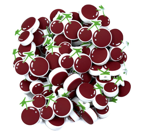 Dark Red Cherry Silicone Beads