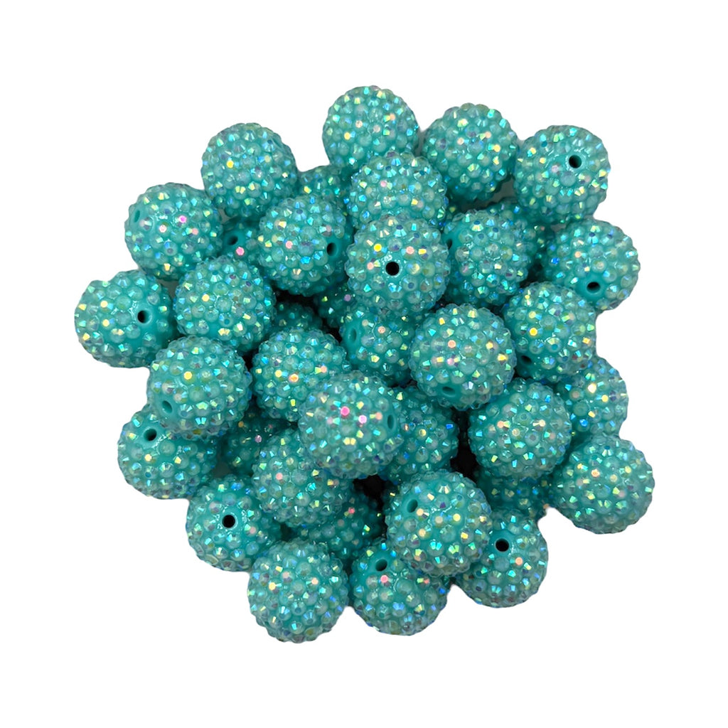 20mm Cyan AB Rhinestone Chunky Beads
