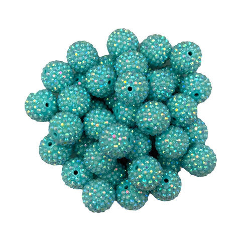 20mm Cyan AB Rhinestone Chunky Beads
